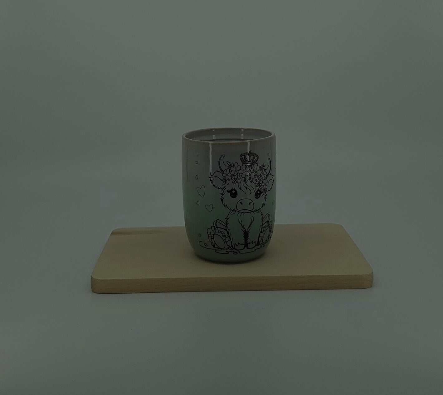 Freche Keramiktasse – Humor für jeden Morgen - Highland-Rind (Blumenkrone)